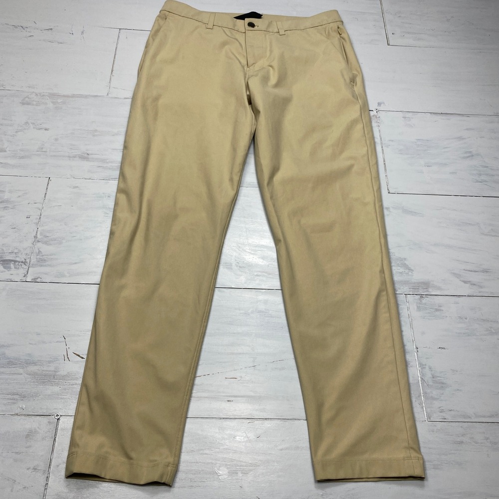 Lululemon Commission Pant Slim Men 32x30Khaki Tan Warpstreme Chino Trousers Golf